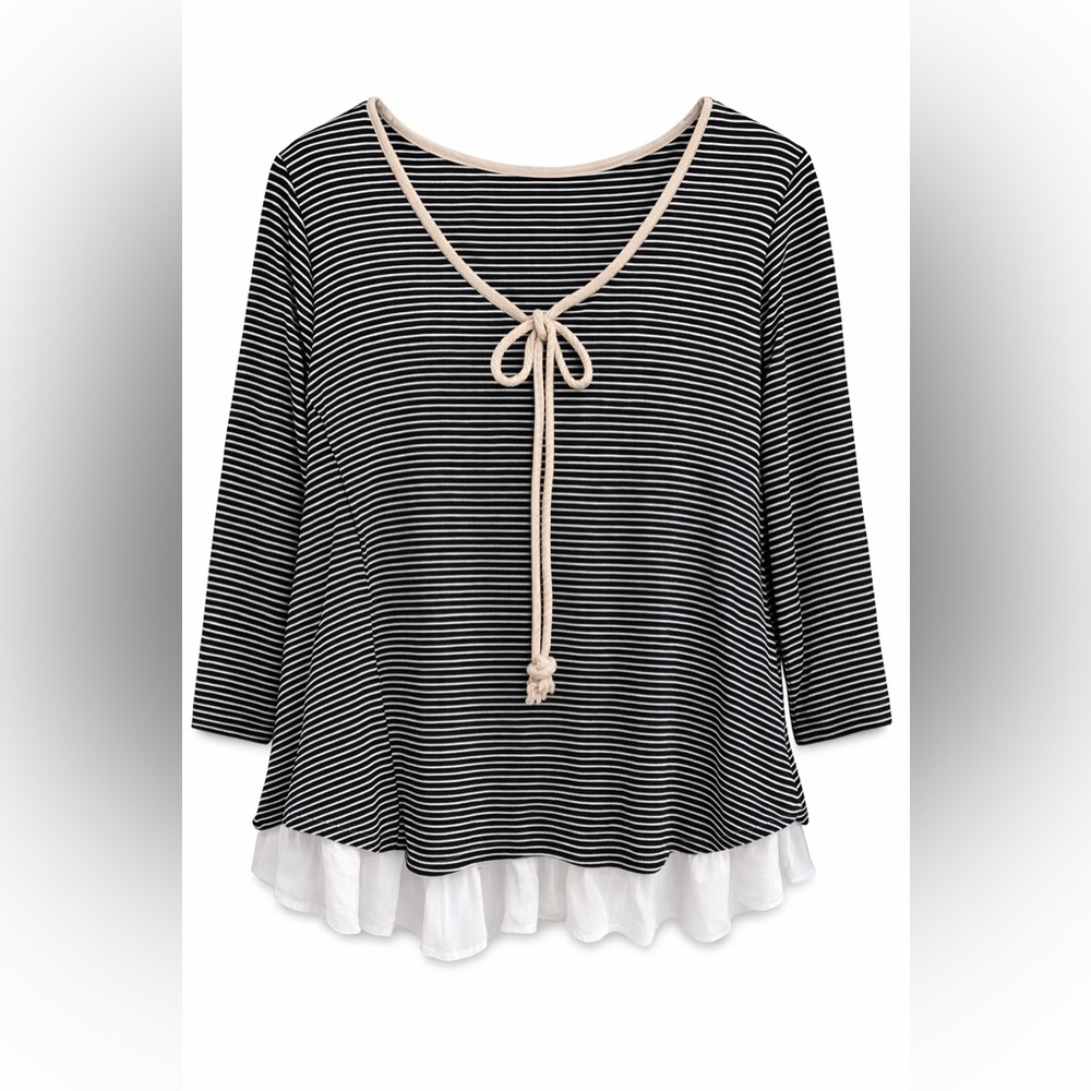 New Directions Blue and White Striped Blouse